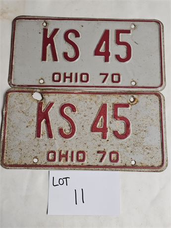 Vintage Ohio 1970 License Plates