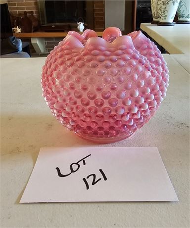 Fenton Cranberry Hobnail Rose Bowl Vase