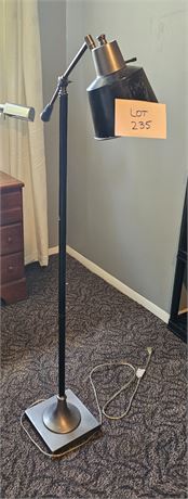 Black Floor Lamp with Brush Silver Metal Base