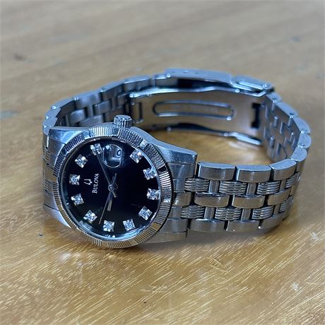 Bulova Women's Diamond Silver-Tone Stainless Steel Watch C860529