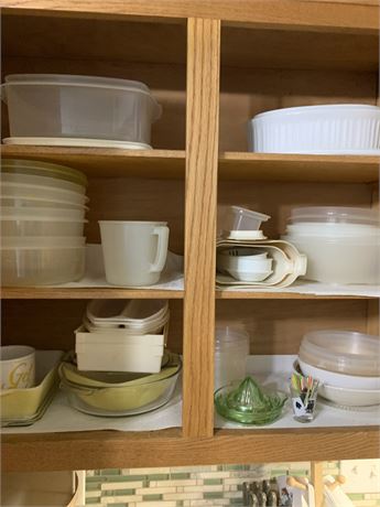 Kitchen Cupboard Cleanout - Tupperware, Lazy Susan, Glass Bakeware & More