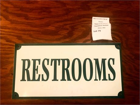 Replica Metal Payment Marker Sign Restrooms