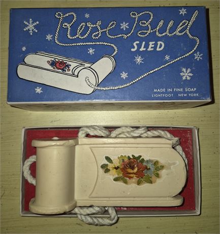 Vintage Rose Bud Sled Soap Collectible