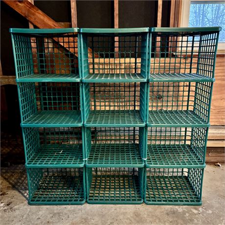 1990's Yaffa Green Storage Block Cubes - Set of 12