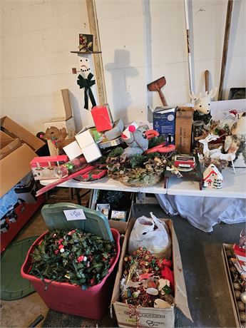 Large Lot of Mixed Christmas/Wreaths/Garland/Plush/Deer & Much More