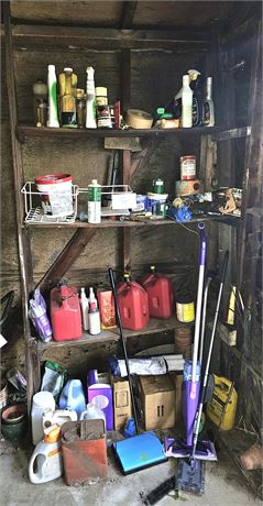 Garage Shelf Cleanout Gas Cans, Swifters, Water Can, Chemicals and More