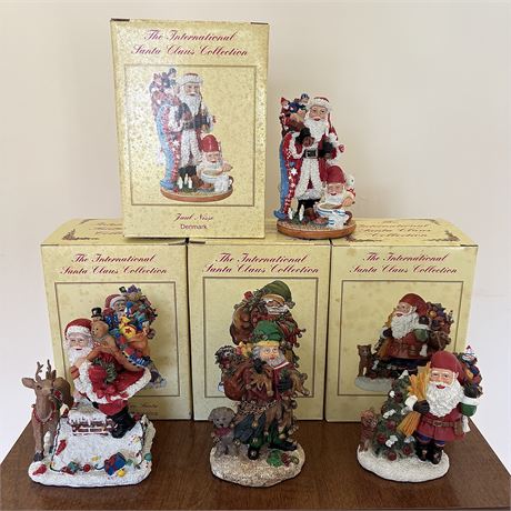 Set of 4 International Santa Claus Figurines
