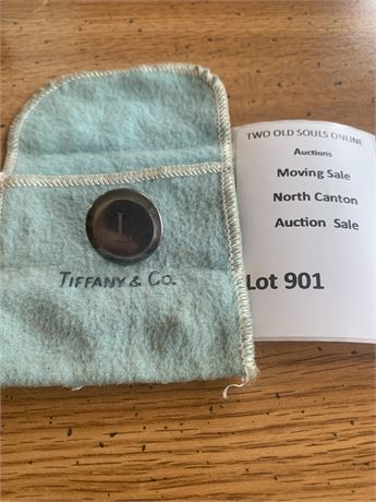 Tiffany Co Sterling Silver "L" Monogramed Lapel Pin W/Felt Jewelry Pouch