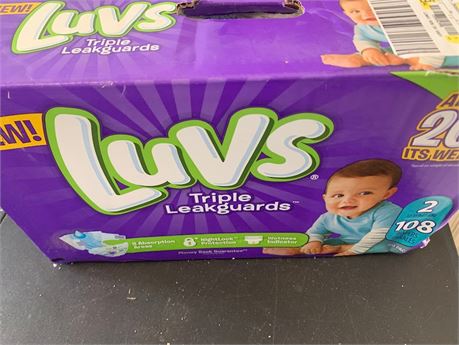 LUVS Triple Leak Guard Diapers Sz 2 For 12 -18 Pounds Pack Of 108 In Sealed Box