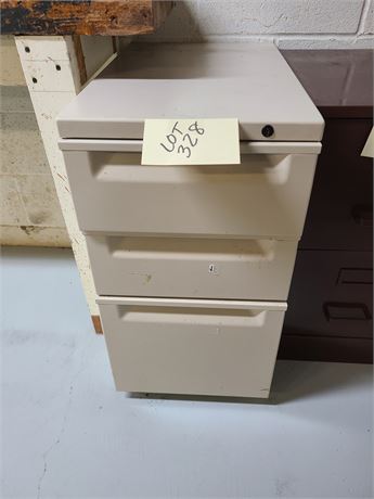 Tan Metal 3 Drawer Filing Cabinet