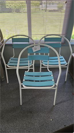 Teal & White Outdoor Metal Chairs