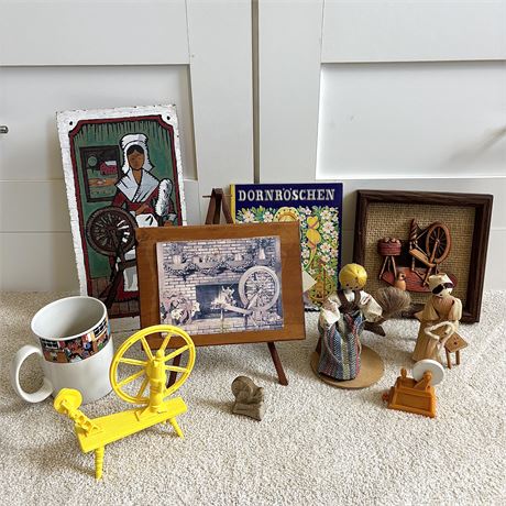 Assorted Spinning Wheel Themed Collectibles Lot
