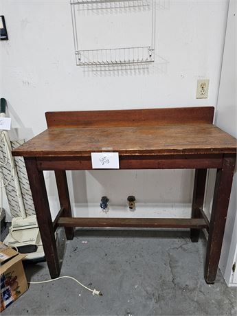 Antique Wood School Library Table