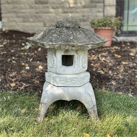 Concrete Pagoda Garden Statue - 3 Piece