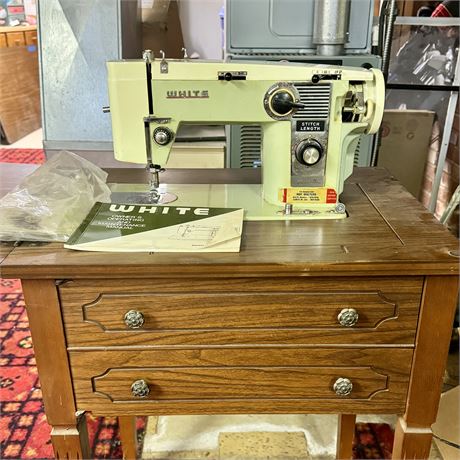 Vintage White Model 530 Sewing Machine and Cabinet