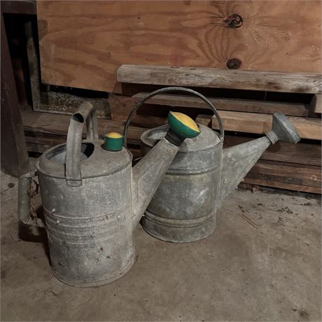 Pair of Galvanized Watering Cans