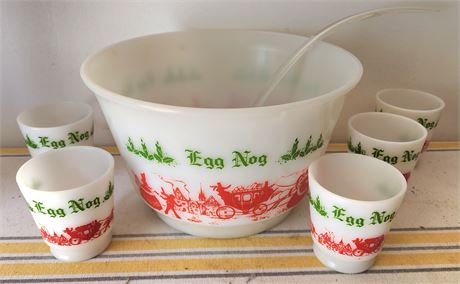 Vintage Hazel Atlas Eggnog Bowl and Mugs