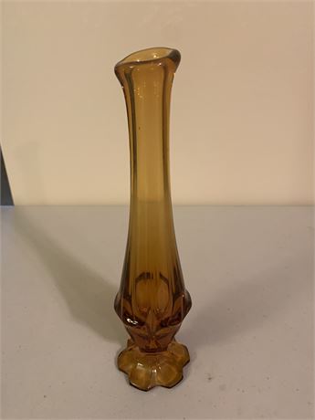 Vintage Fenton Valencia Amber Swung Vase 10.5"H