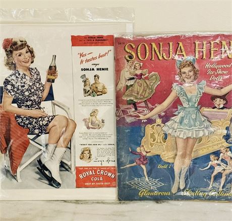 Vintage Sonja Henie Olympics Ice Skating Paper Doll & RC Cola Advertisement