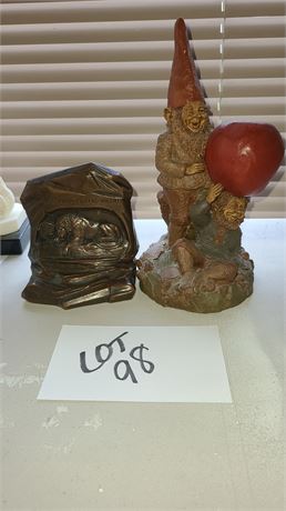 1985 Willie & Son Gnome Figurine & Cast KB 2146 Metal Bookend