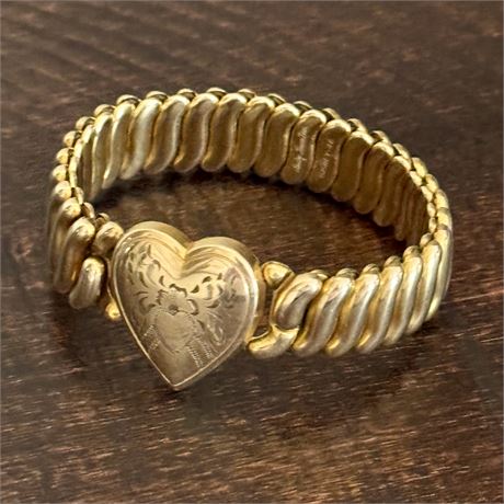 Vintage 1946 Bigney Lady Launton Sweetheart Stretch Bracelet