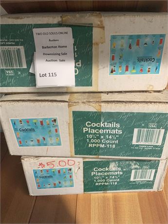 Cocktails Placemats - 3 1000 Count Boxes - 10 1/4 x 14 1/2