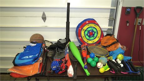 Sporting Goods: Balls, Rackets, T- ball stand, etc