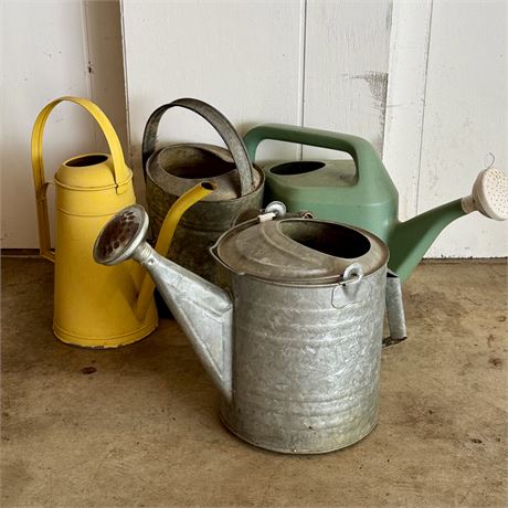 Watering Cans - Galvanized Metal, Metal and Plastic