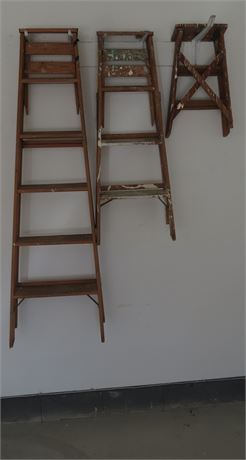 3 Wood Step Ladders