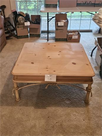 Blonde Wood Square Coffee Table