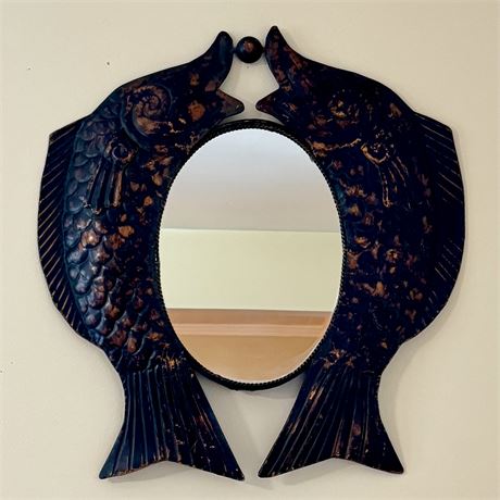 Decorative Metal Koi Fish Wall Mirror - 24" x 22"