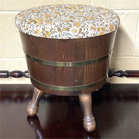 Retro Barrel Style Storage Stool or Small Ottoman