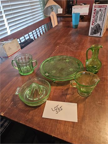 Mixed Depression Green Glass - Sugar / Tray / Plates & More