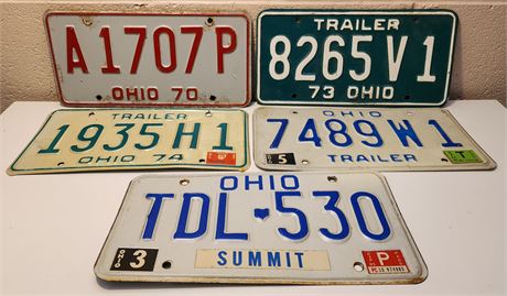 5 Ohio License Plates