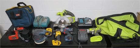 Mixed Lot Of Various Power Tools, Batteries, Chargers
