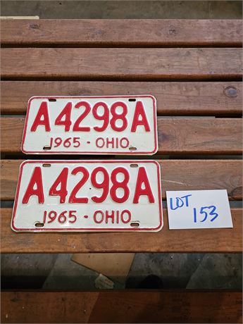 Vintage 1965 Ohio License Plate Set