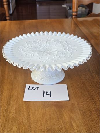 Fenton Spanish Lace Glass Pedestal Cake Plate