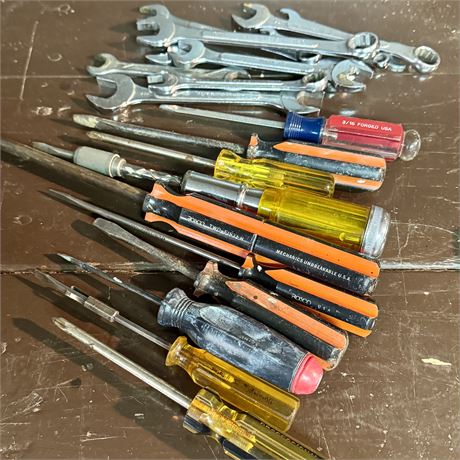 Collection of Screwdrivers and Wrenches