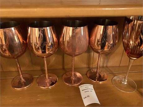 Set of 4 Copper Wine Glasses/Goblets