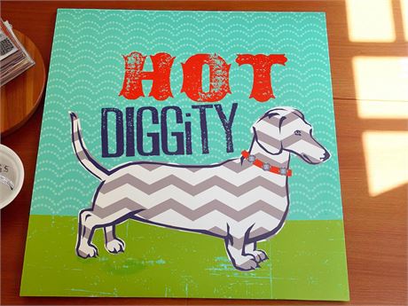 Canvas Wall Art Hot Diggety Dachshund Wiener Dog - 24 X -24 X 1.5