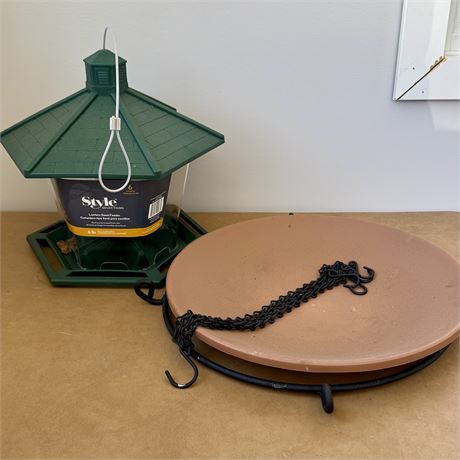 New Birdfeeder and Hanging Birdbath