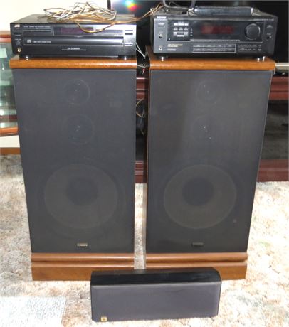 Sony Receiver, JVC CD Player, Fisher Speakers, JBL Speaker