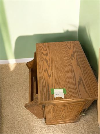 Wood Side/End Table With Built-In Magazine Rack and Storage