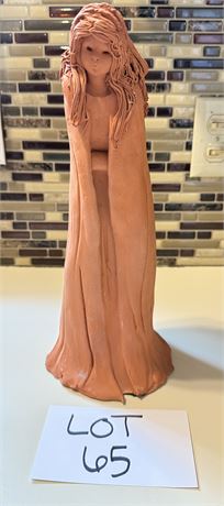 Signed Ann Entis Terracotta Angel Sculpture