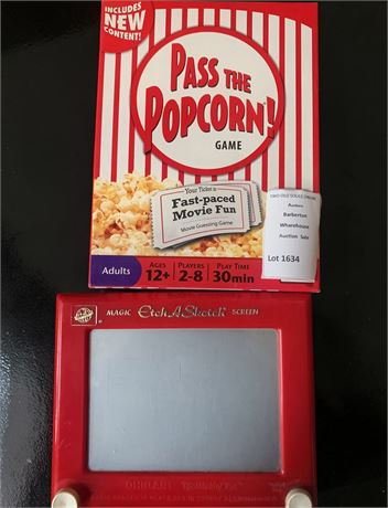 Ohio Art Etch A Sketch & Mattel Pass the Popcorn Trivia Card Game