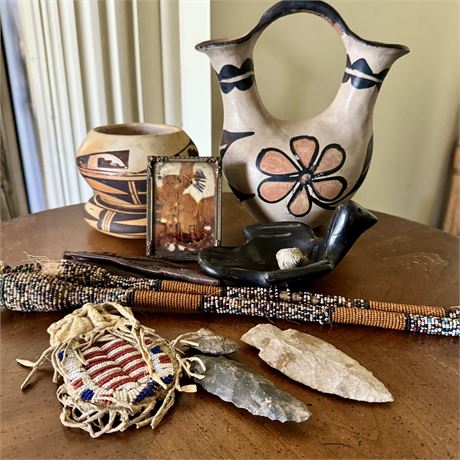 Native American Related Lot - Arrowheads, Pottery and More