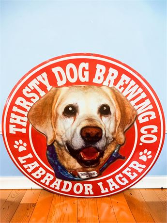Replica Round Thirsty Dog Brewing Co. Labrador Lager Embossed Tin Tacker Sign