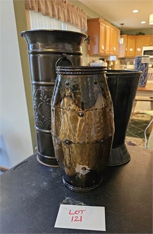 Mixed Lot Of Metal Floral/Faux Flower Vases