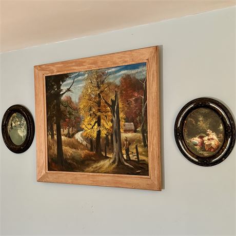 Wall Decor - Large Original Painting and Antique Frames