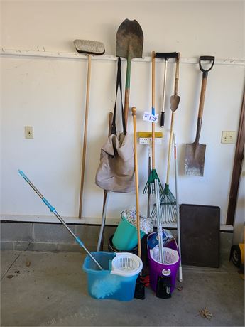 Garage Wall Cleanout: Mop with Replacement Head / Buckets / Yard Tools & More